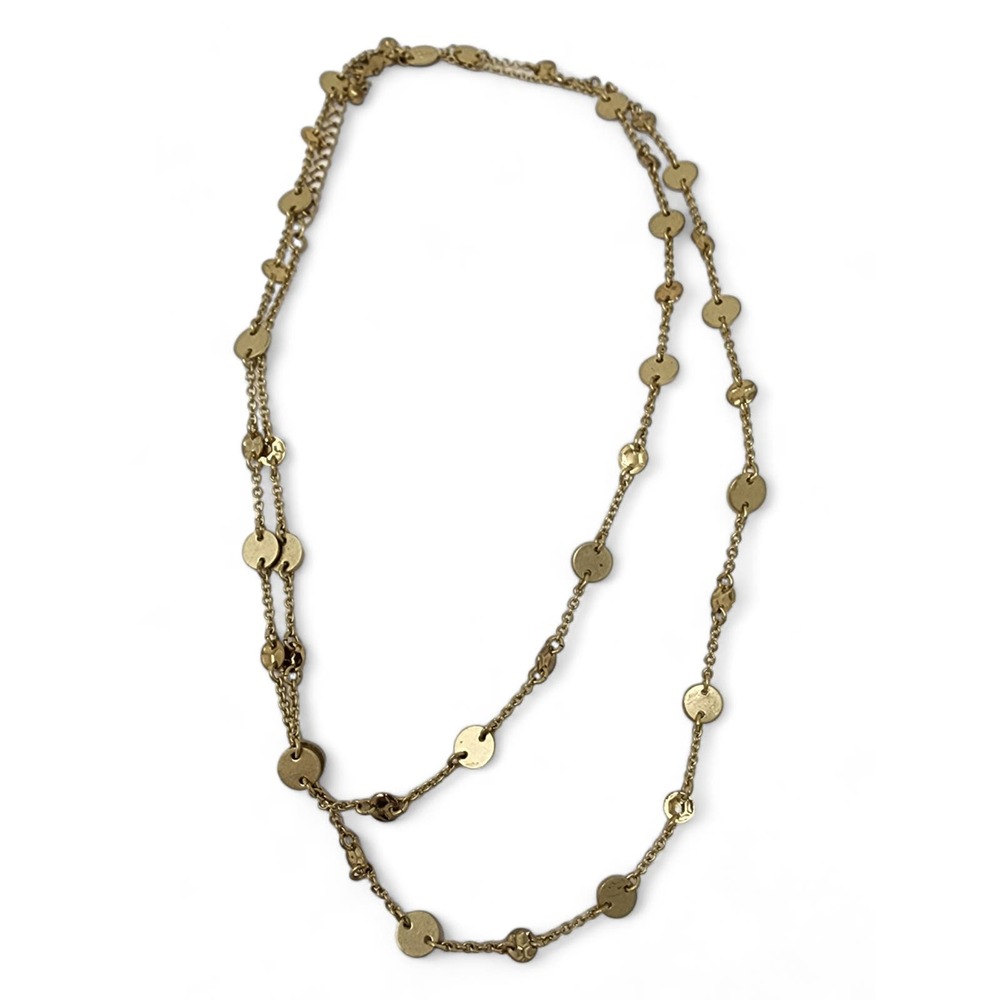 Lia Sophia Rhythm Necklace Delicate Disc Extra Long Gold Toned Layering (40-43")